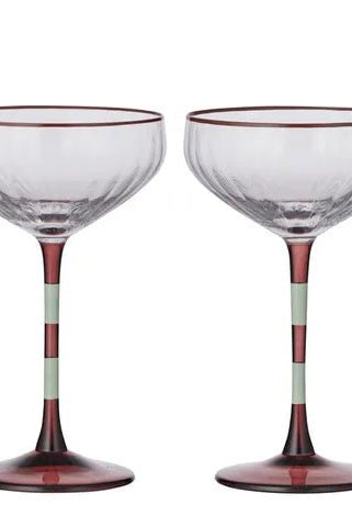 Buy Coast to Coast - Lena S/2 Glass Rib Coupe 11x18.5cm Mint and Rust by Coast to Coast - at Hamish + Grace