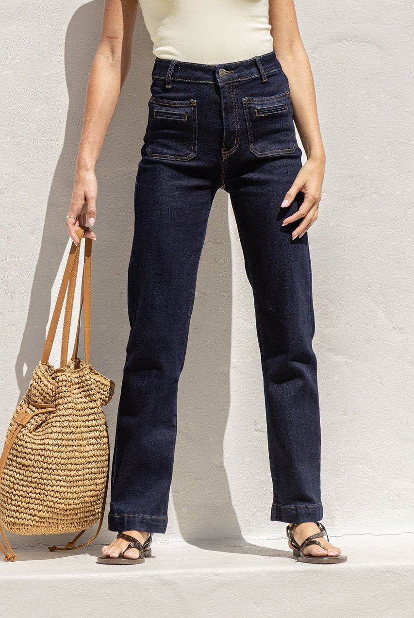 Buy Country Denim - Nellie stretch straight leg jean dark denim by Country Denim - at Hamish + Grace