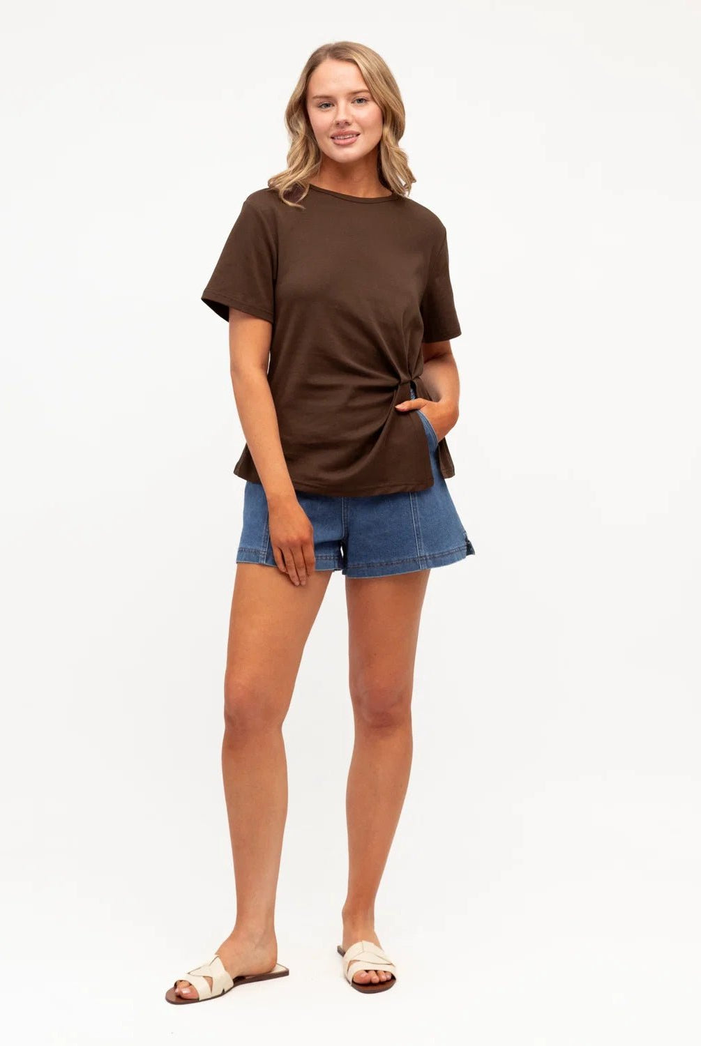 Buy Ebby and I - Blue Mood Tee - Chocolate by Ebby and I - at Hamish + Grace
