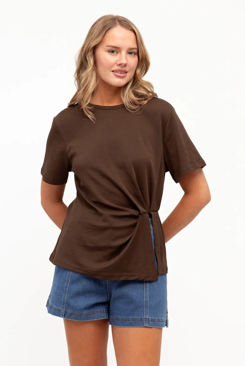 Buy Ebby and I - Blue Mood Tee - Chocolate by Ebby and I - at Hamish + Grace