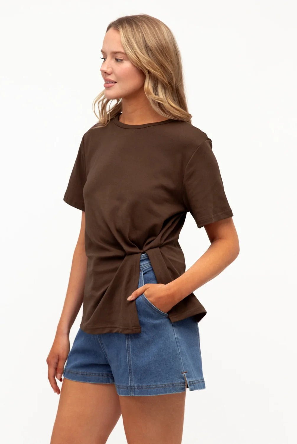 Buy Ebby and I - Blue Mood Tee - Chocolate by Ebby and I - at Hamish + Grace