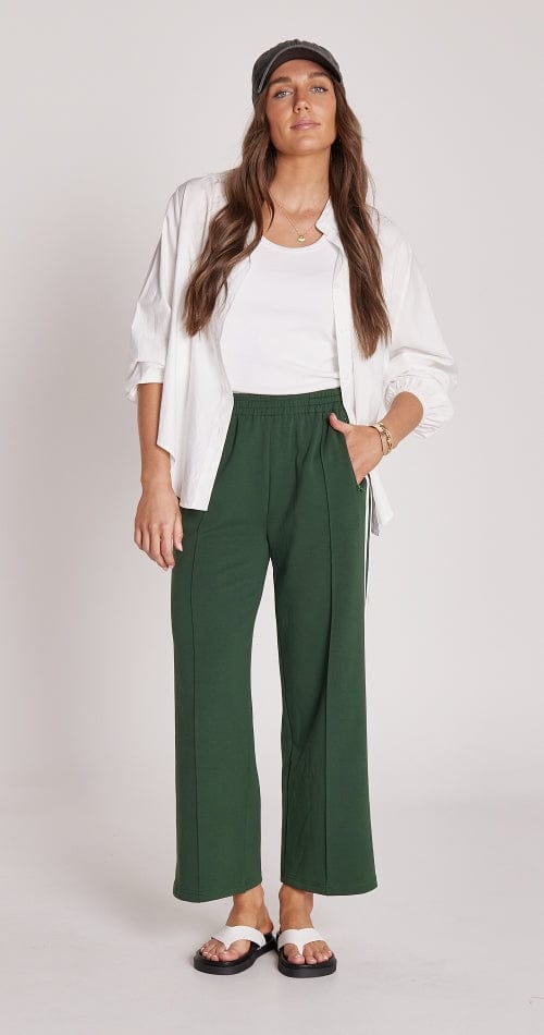 Buy Feather & Noise - Noah Cropped Pant Green Stripe by Feather & Noise - at Hamish + Grace