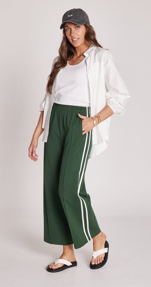 Buy Feather & Noise - Noah Cropped Pant Green Stripe by Feather & Noise - at Hamish + Grace