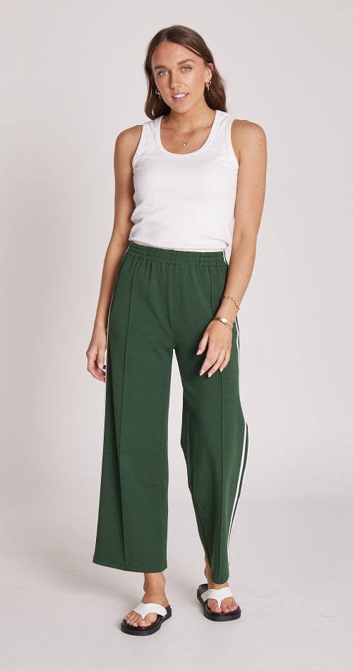 Buy Feather & Noise - Noah Cropped Pant Green Stripe by Feather & Noise - at Hamish + Grace