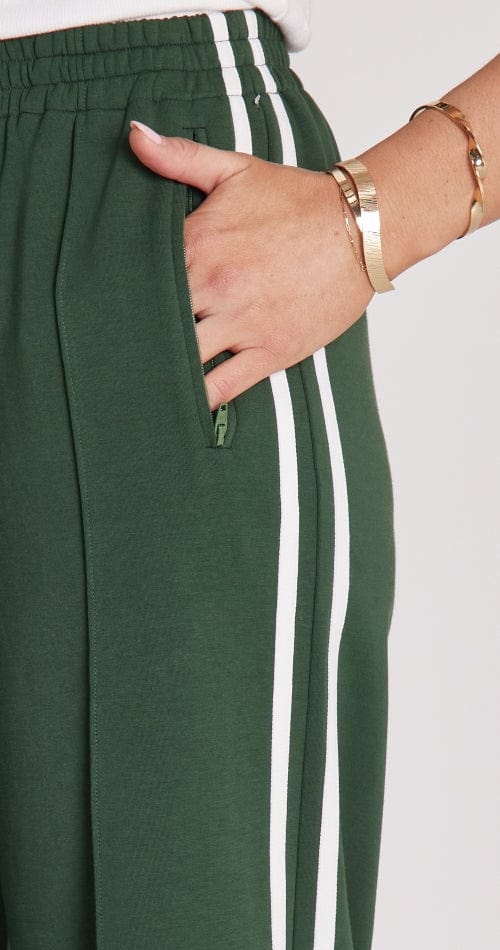 Buy Feather & Noise - Noah Cropped Pant Green Stripe by Feather & Noise - at Hamish + Grace