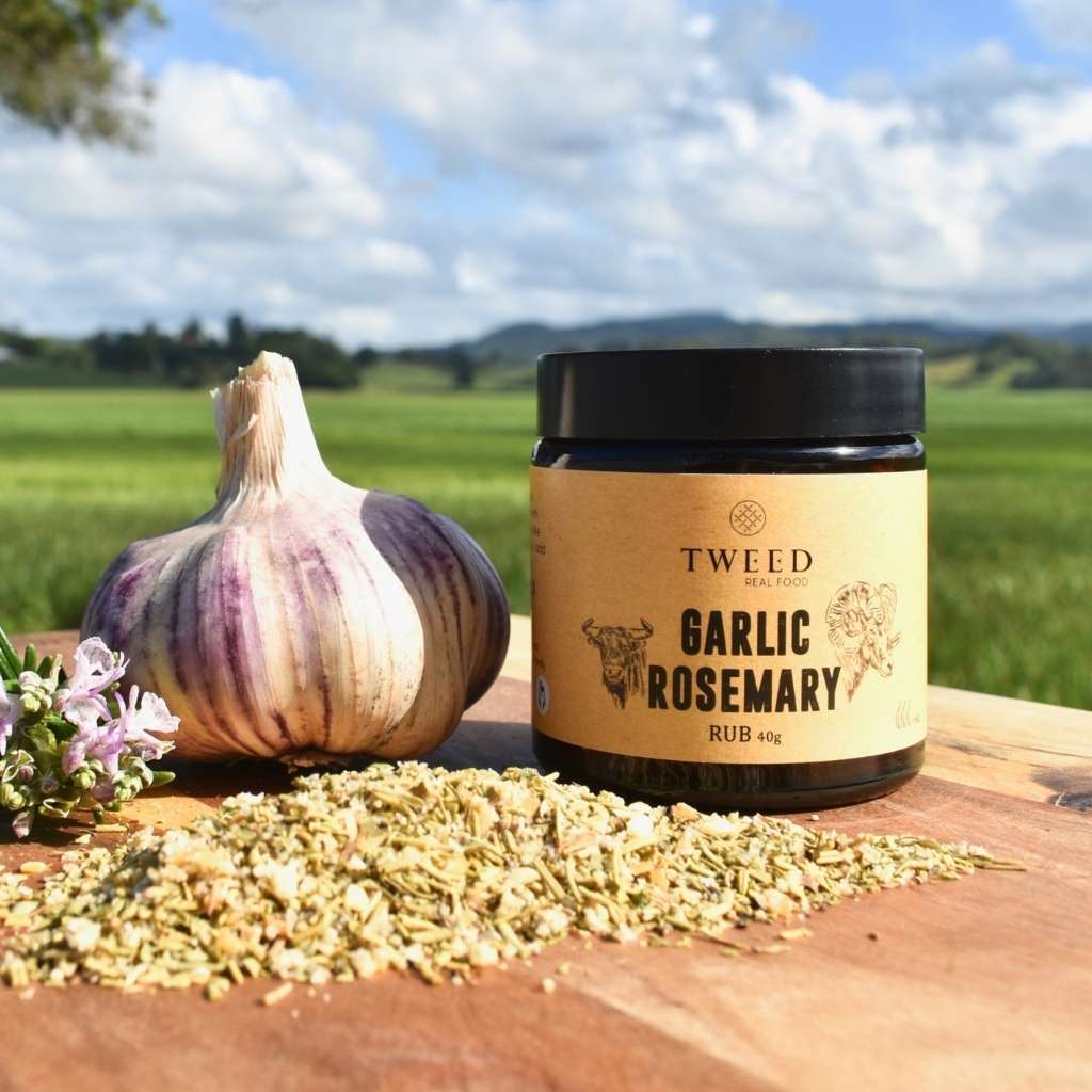 Buy Garlic Rosemary Rub: Jar 40g $10.95 by Tweed Real Food - at Hamish + Grace