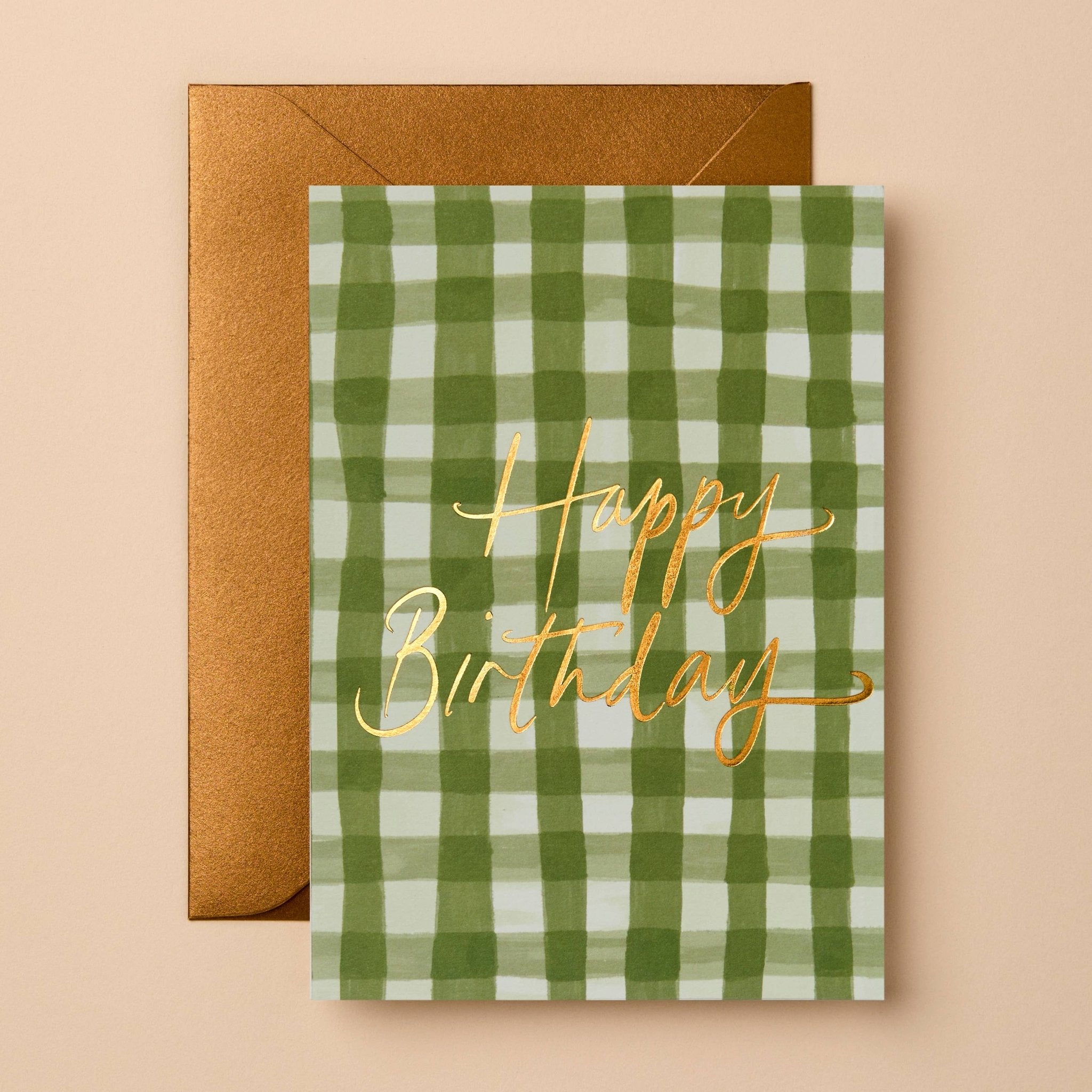 Buy Gingham Birthday Card | Happy Birthday | Signature Foil Greeting Card by Gabrielle & Celine Greeting Cards Australia - at Hamish + Grace
