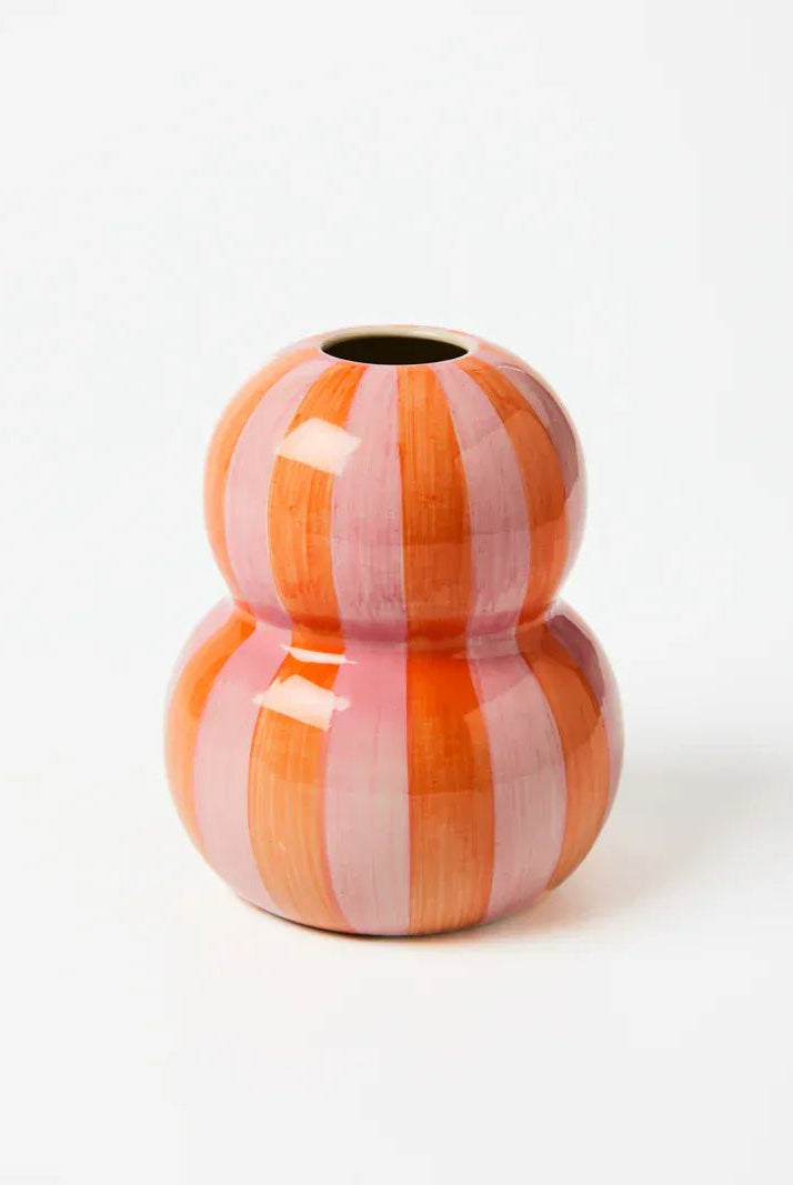Buy Jones & Co - FONDA PINK ORANGE STRIPE VASE by Jones & Co - at Hamish + Grace