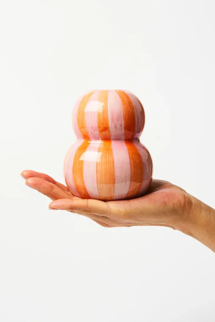 Buy Jones & Co - FONDA PINK ORANGE STRIPE VASE by Jones & Co - at Hamish + Grace