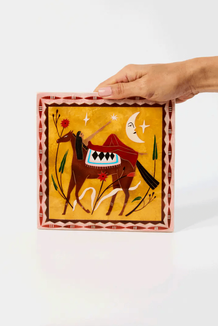 Jones & Co Homeware Jones and Co - FABLE HORSEBACK PINK SQUARE