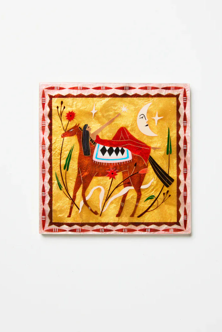 Jones & Co Homeware Jones and Co - FABLE HORSEBACK PINK SQUARE