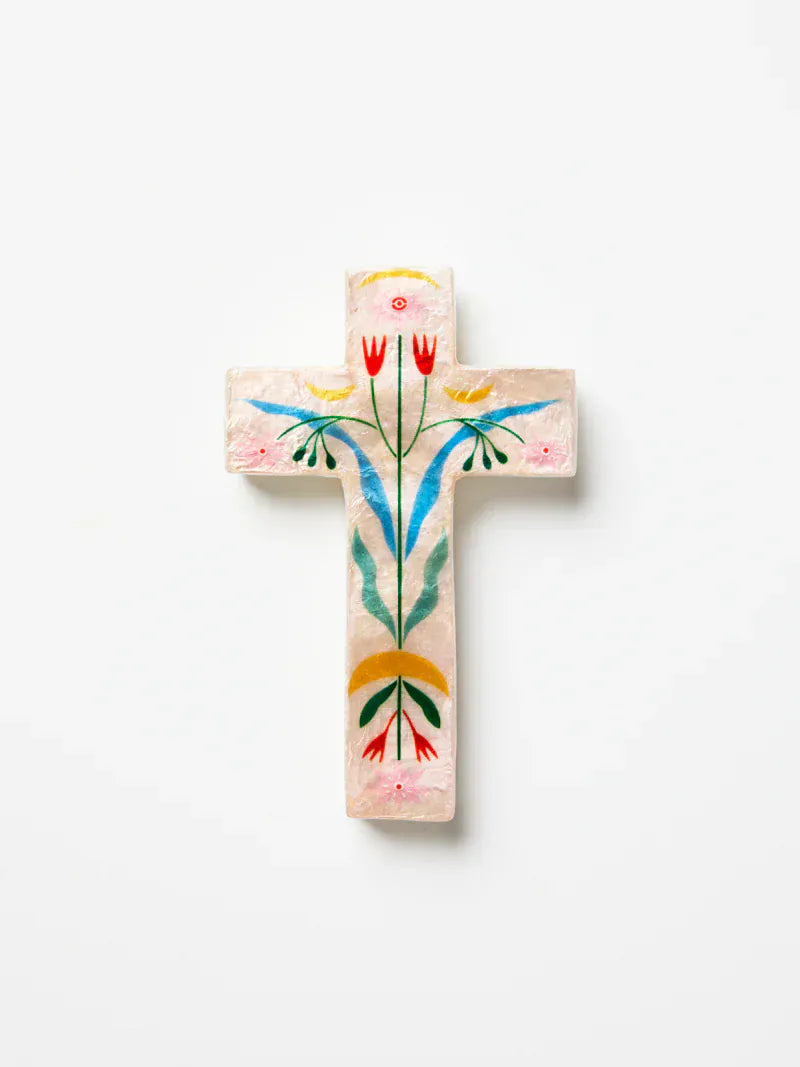 Jones & Co Homeware Jones and Co - FABLE PINK FLORAL SMALL CROSS