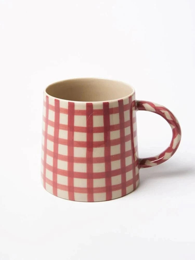 Buy Jones & Co - Larder Check Pink Mug by Jones & Co - at Hamish + Grace