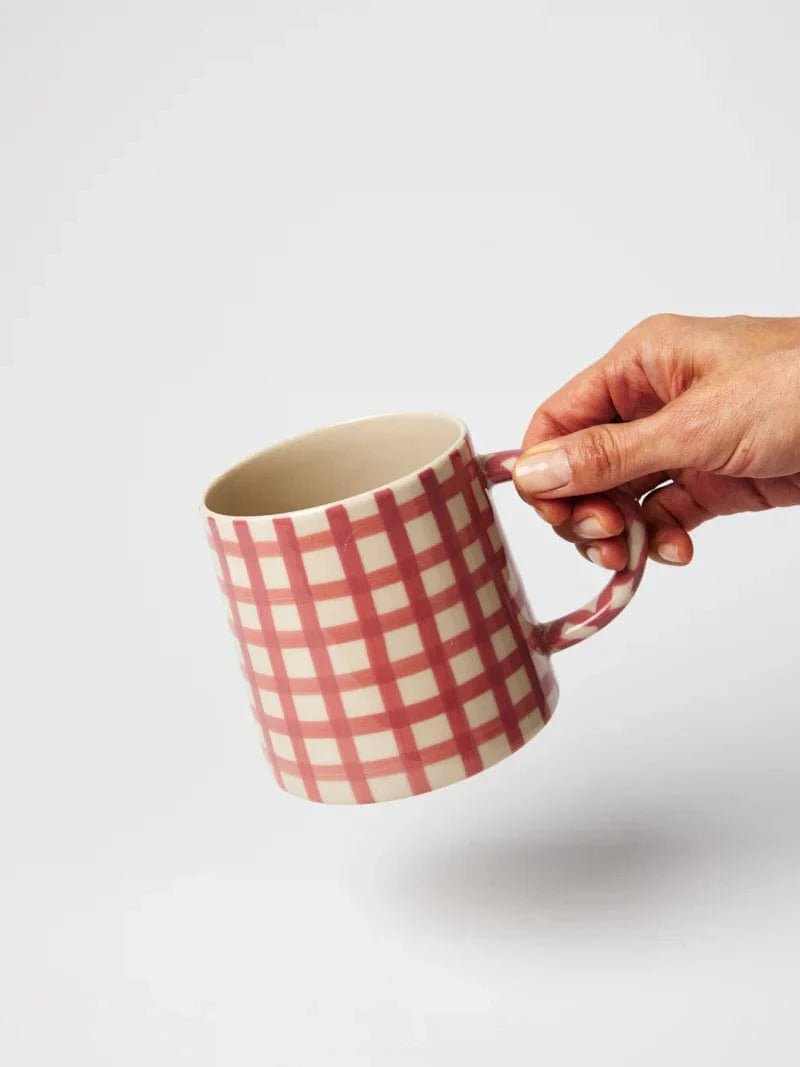 Buy Jones & Co - Larder Check Pink Mug by Jones & Co - at Hamish + Grace