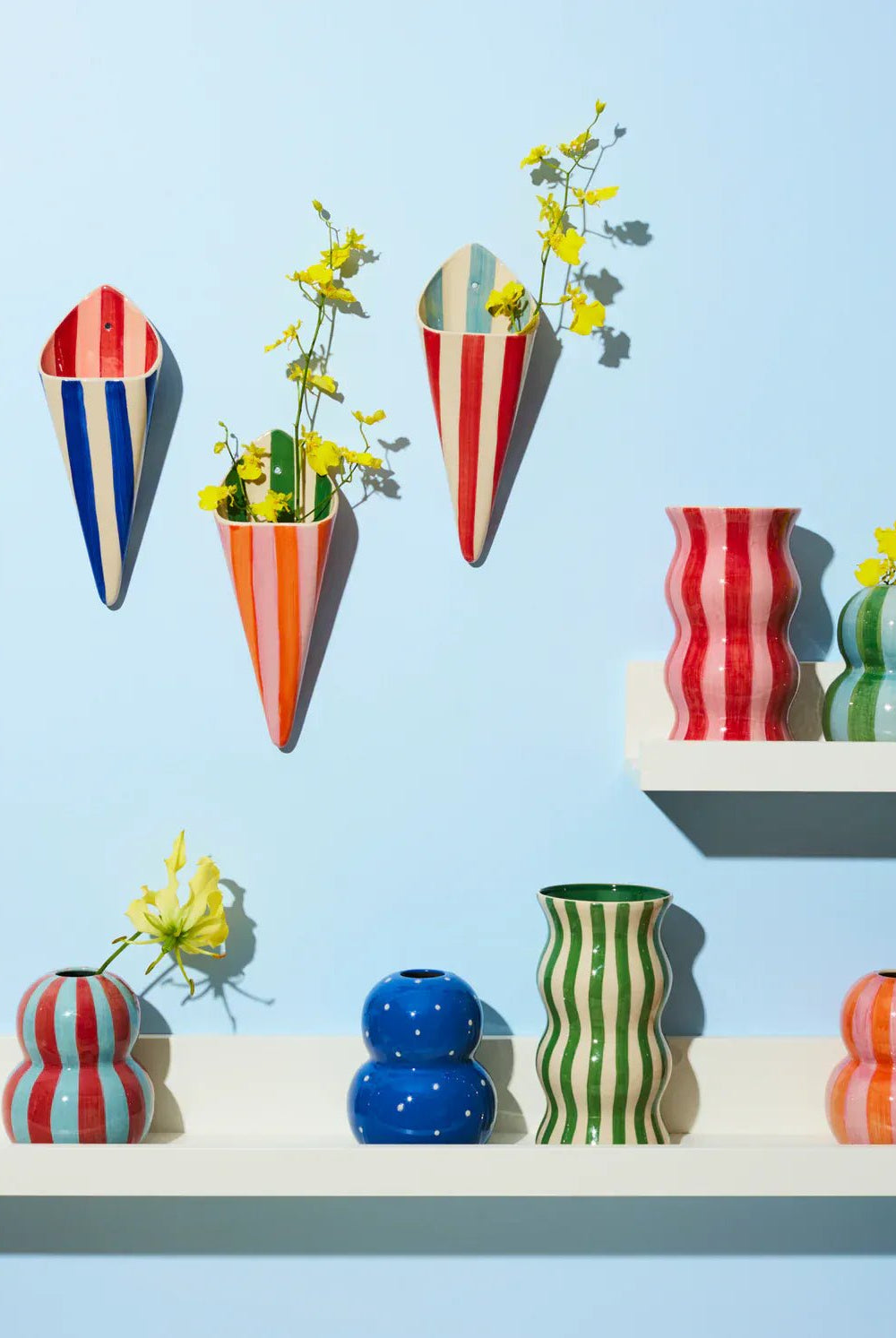 Buy Jones & Co - PALMA GREEN STRIPE VASE by Jones & Co - at Hamish + Grace