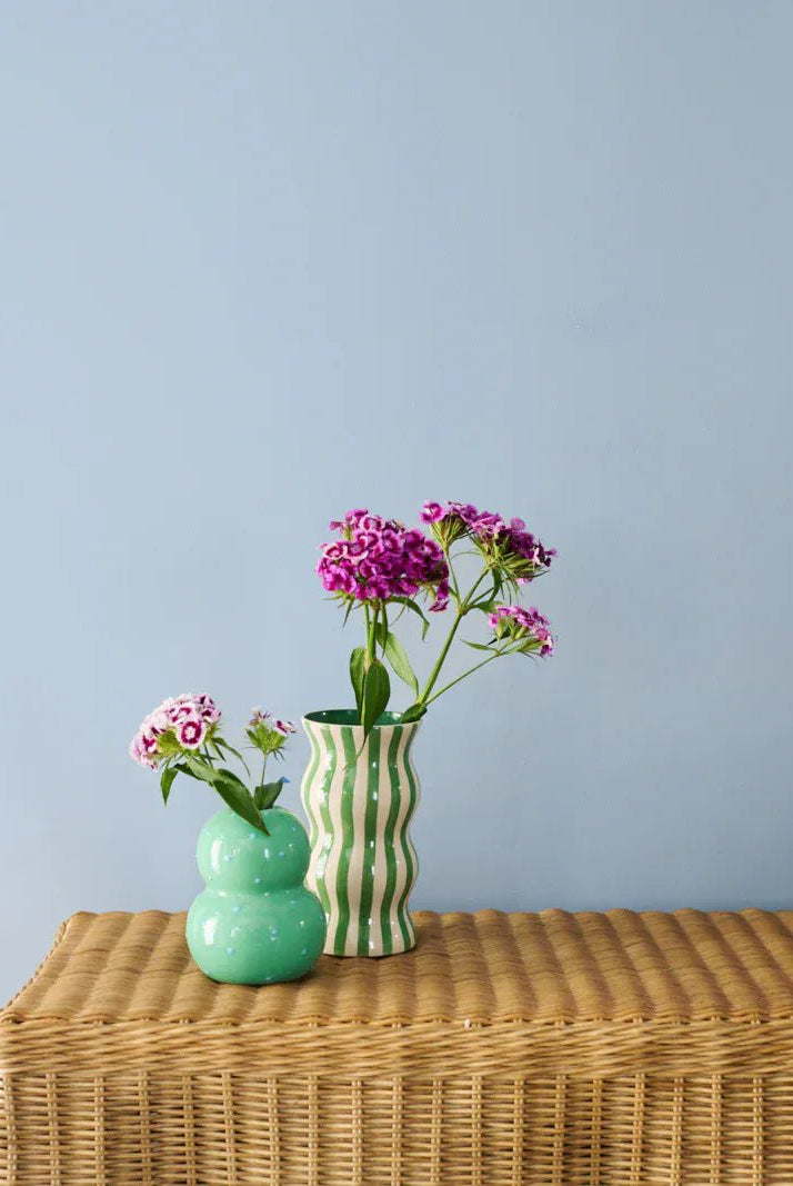 Buy Jones & Co - PALMA GREEN STRIPE VASE by Jones & Co - at Hamish + Grace