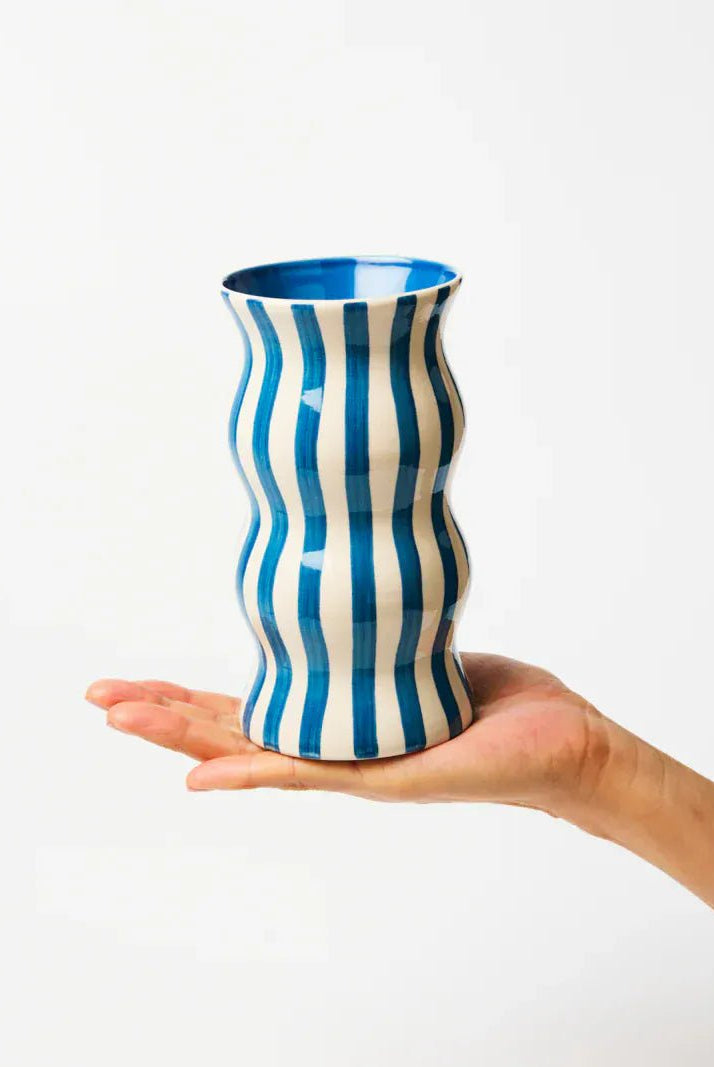 Buy Jones & Co - PALMA NAVY STRIPE VASE by Jones & Co - at Hamish + Grace