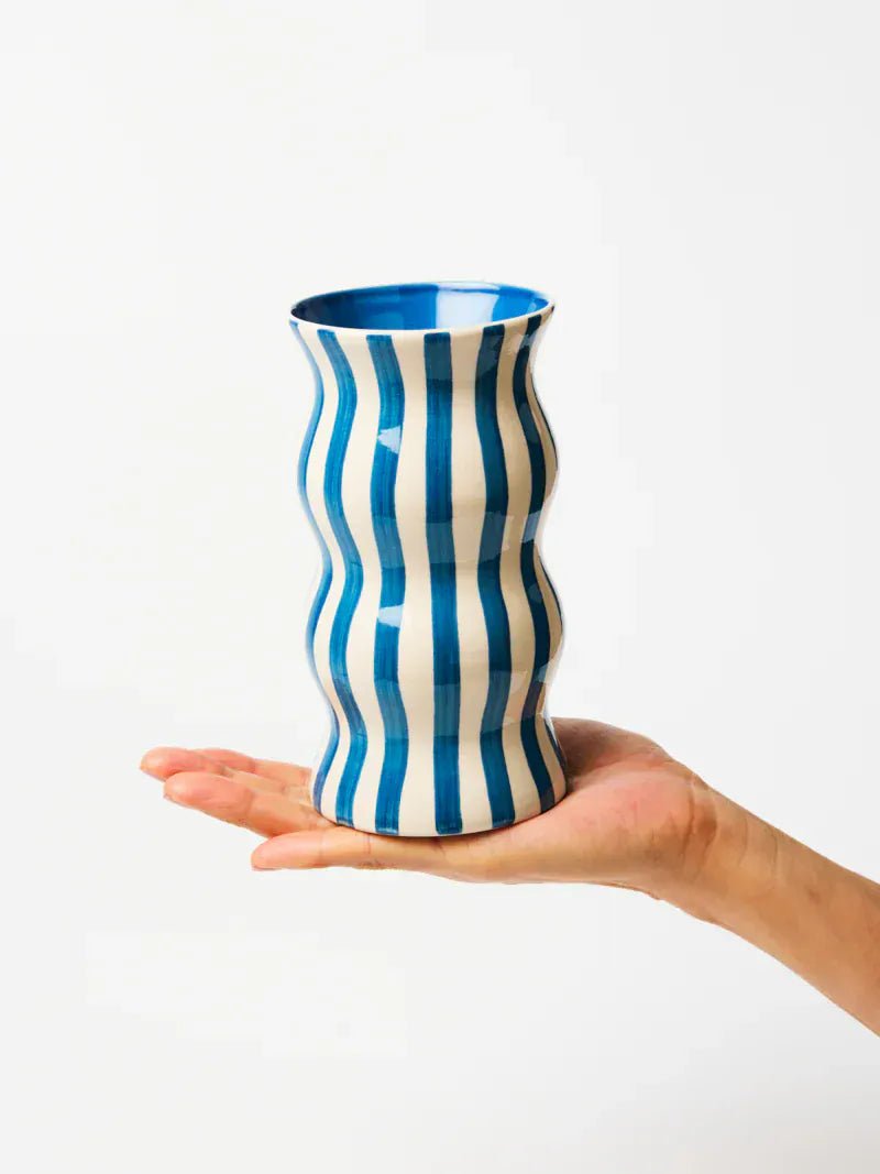 Buy Jones & Co - PALMA NAVY STRIPE VASE by Jones & Co - at Hamish + Grace