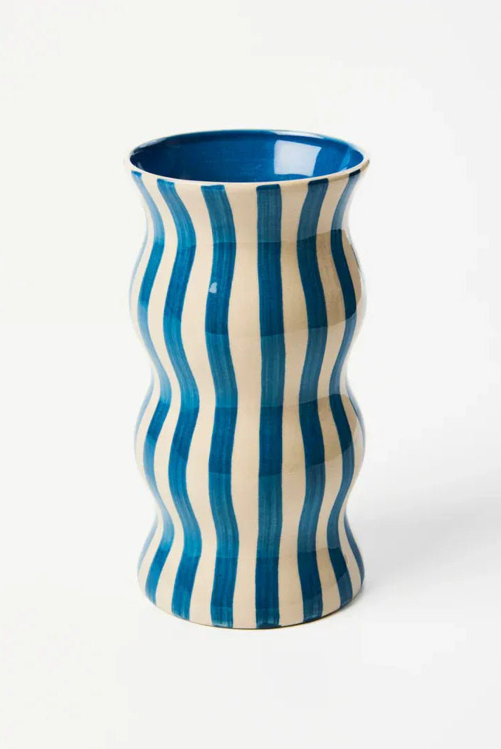 Buy Jones & Co - PALMA NAVY STRIPE VASE by Jones & Co - at Hamish + Grace