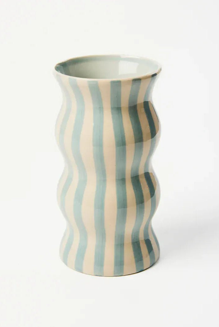 Buy Jones & Co - PALMA PALE BLUE STRIPE VASE by Jones & Co - at Hamish + Grace