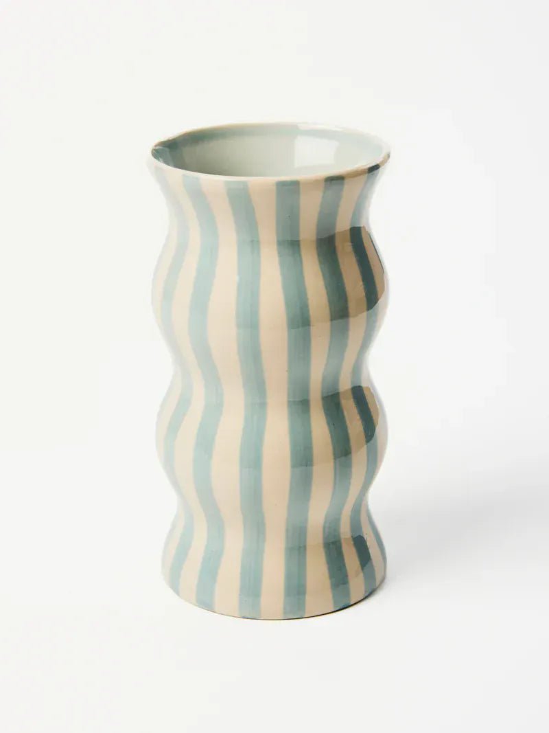 Buy Jones & Co - PALMA PALE BLUE STRIPE VASE by Jones & Co - at Hamish + Grace