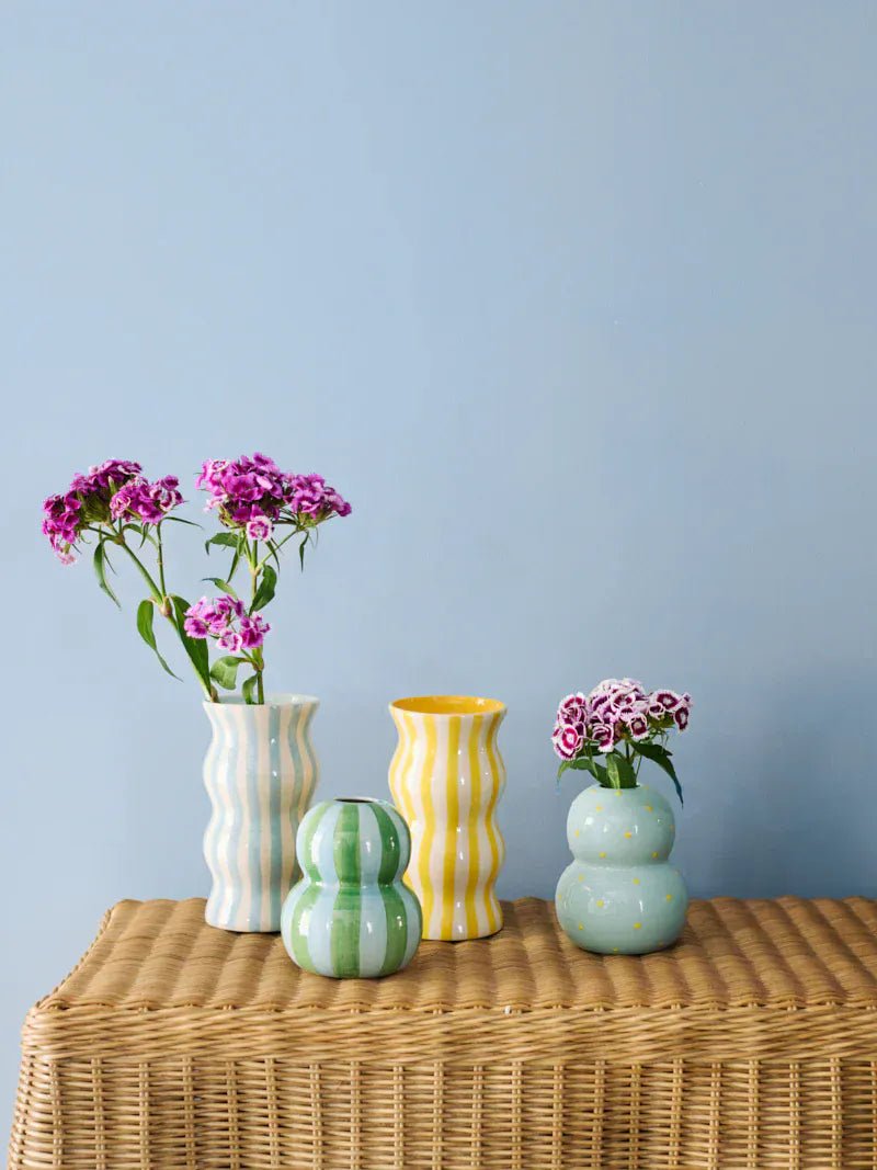 Buy Jones & Co - PALMA PALE BLUE STRIPE VASE by Jones & Co - at Hamish + Grace