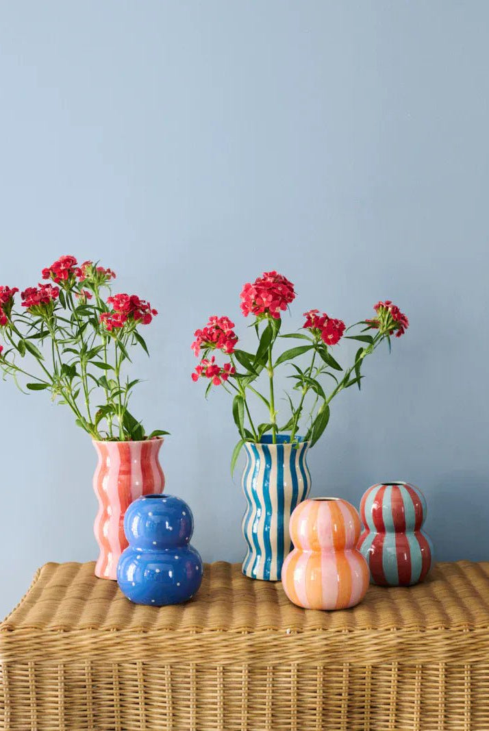 Buy Jones & Co - PALMA RED PINK STRIPE VASE by Jones & Co - at Hamish + Grace