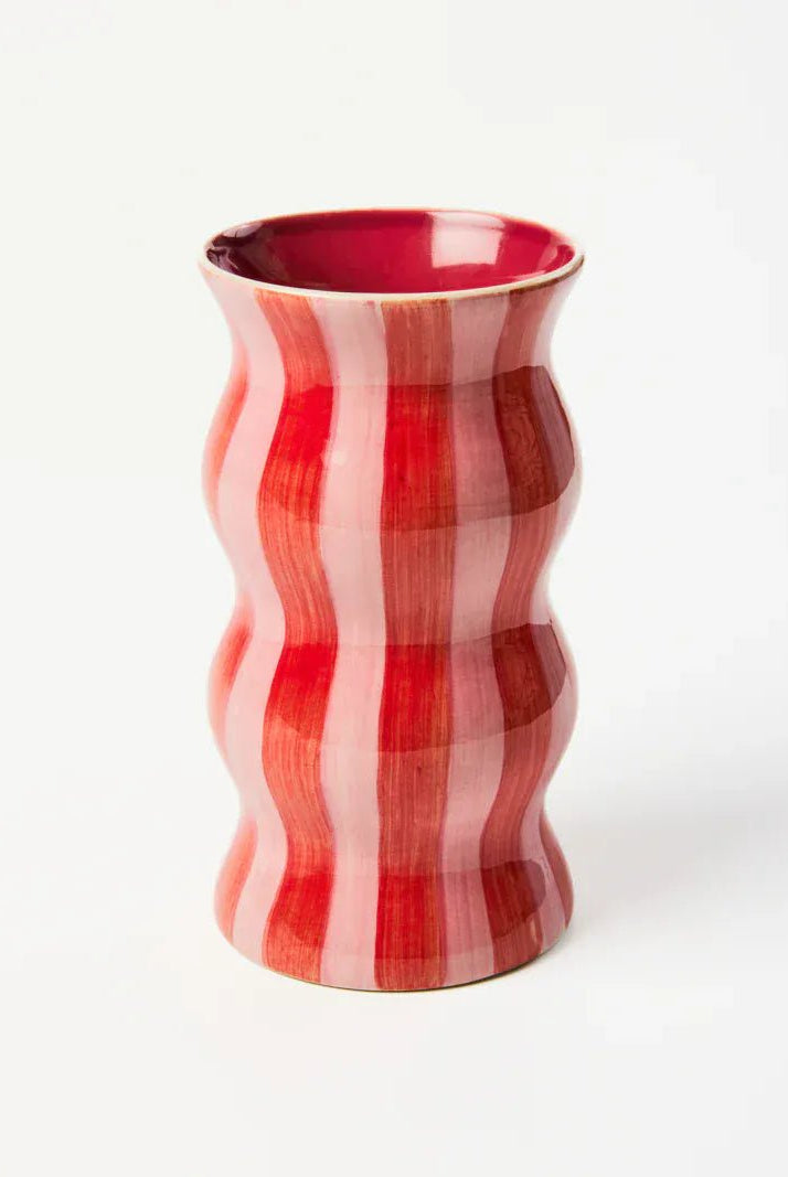 Buy Jones & Co - PALMA RED PINK STRIPE VASE by Jones & Co - at Hamish + Grace