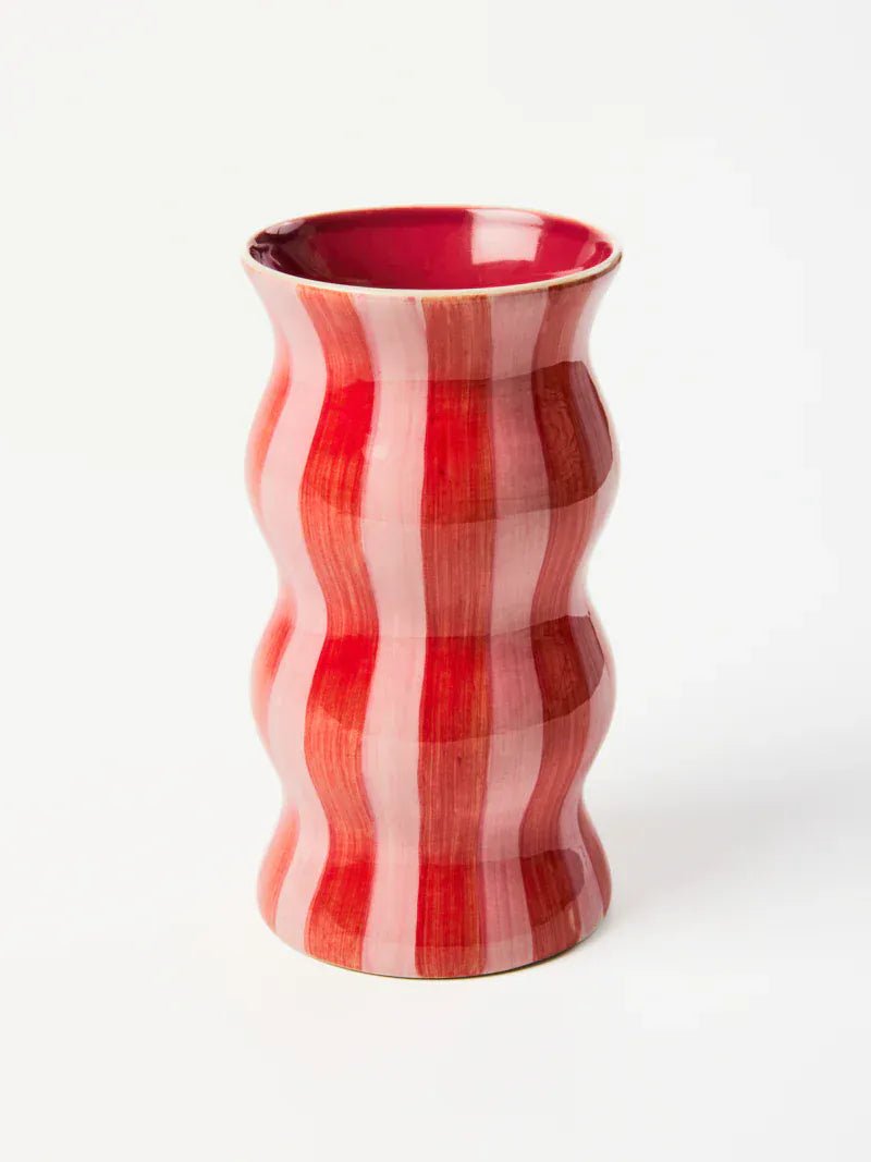 Buy Jones & Co - PALMA RED PINK STRIPE VASE by Jones & Co - at Hamish + Grace