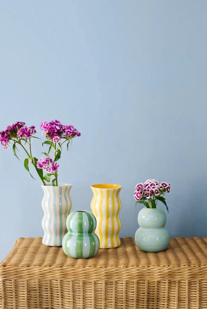 Buy Jones & Co - PALMA YELLOW STRIPE VASE by Jones & Co - at Hamish + Grace