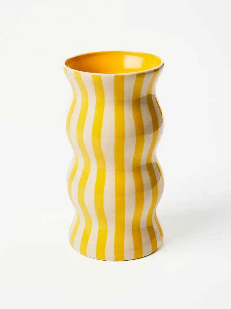 Buy Jones & Co - PALMA YELLOW STRIPE VASE by Jones & Co - at Hamish + Grace