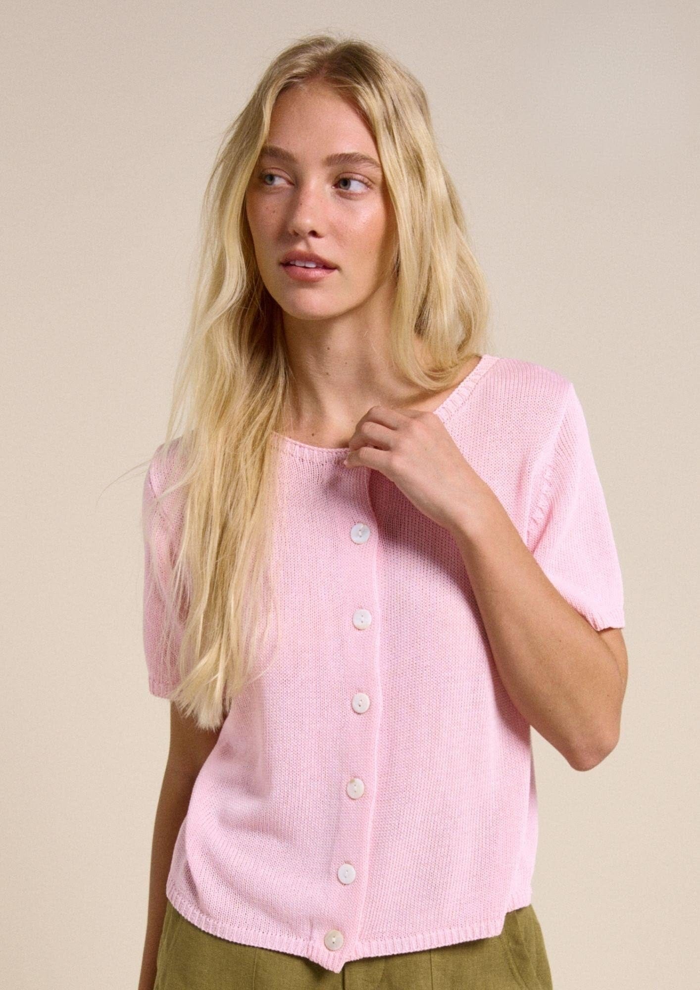 Buy Little Lies - Button Up Tee – Pink by Little Lies - at Hamish + Grace