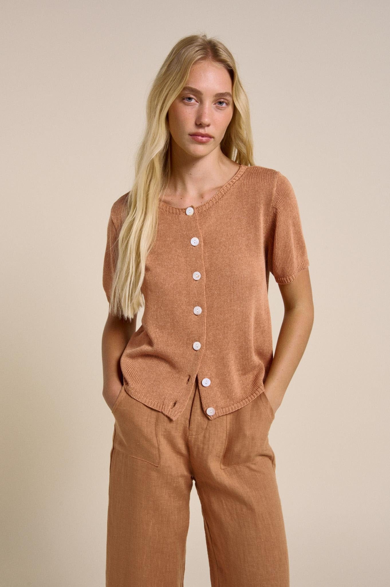 Buy Little Lies - Button Up Tee – Rust by Little Lies - at Hamish + Grace