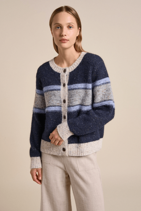 Buy Little Lies - Ellery Cardigan - Navy Stripe by Little Lies - at Hamish + Grace