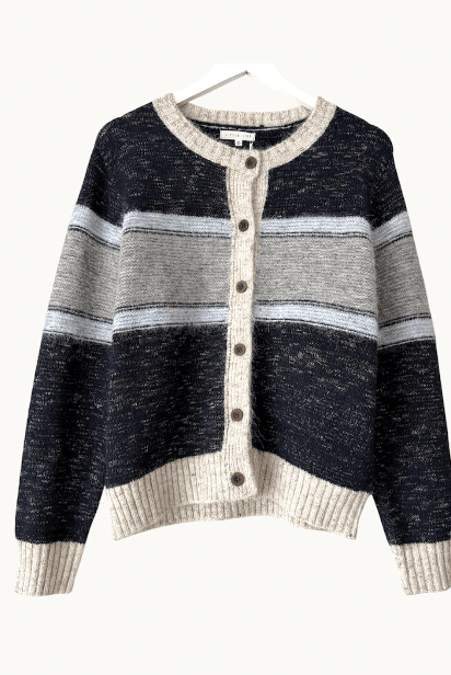 Buy Little Lies - Ellery Cardigan - Navy Stripe by Little Lies - at Hamish + Grace