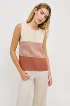 Little Lies Fashion Little Lies - Emma Stripe Tank - Terracotta