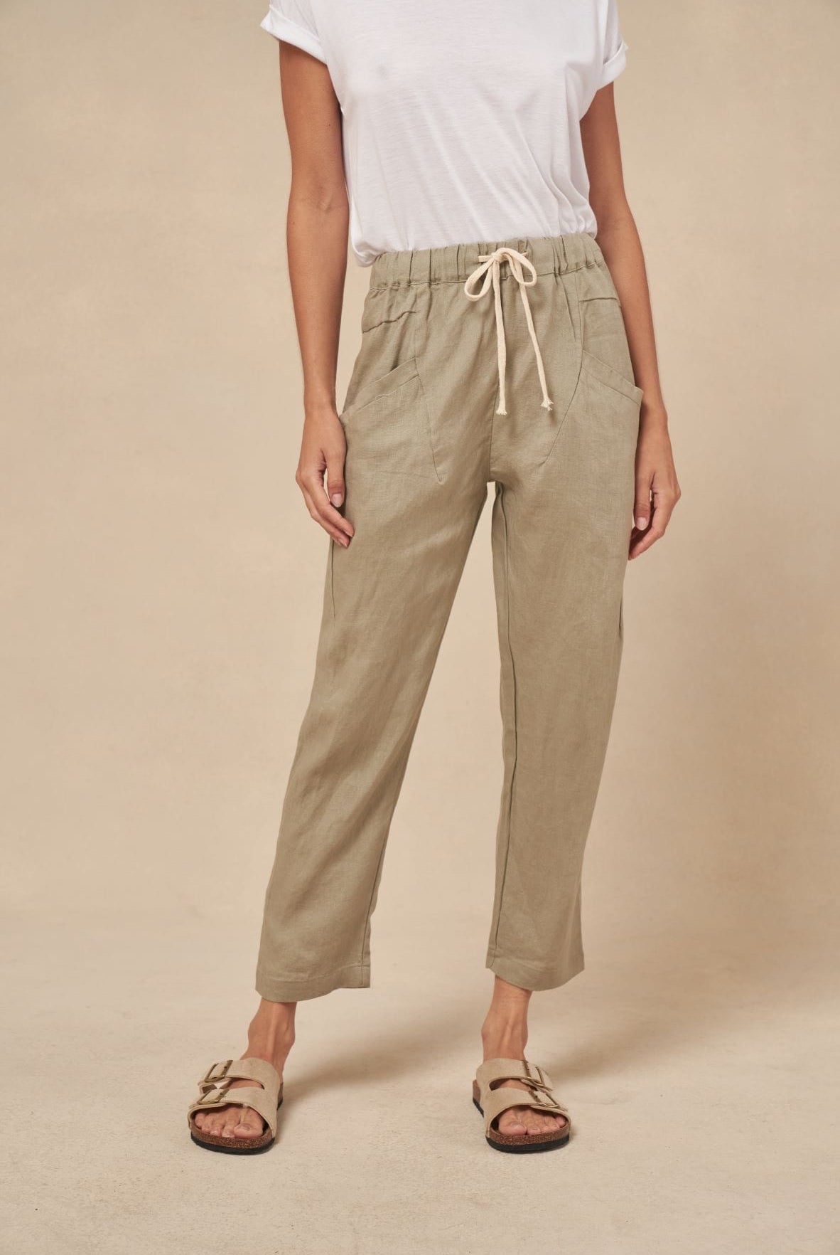 Little Lies Fashion Little Lies - Luxe Linen Pant - Khaki