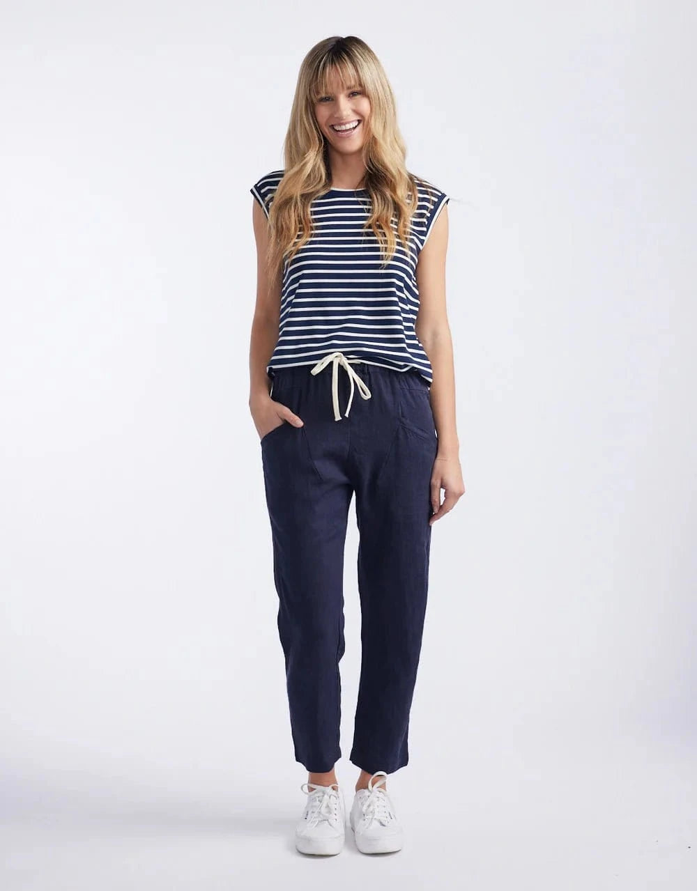 Little Lies Fashion Little Lies - Luxe Linen Pant - Navy