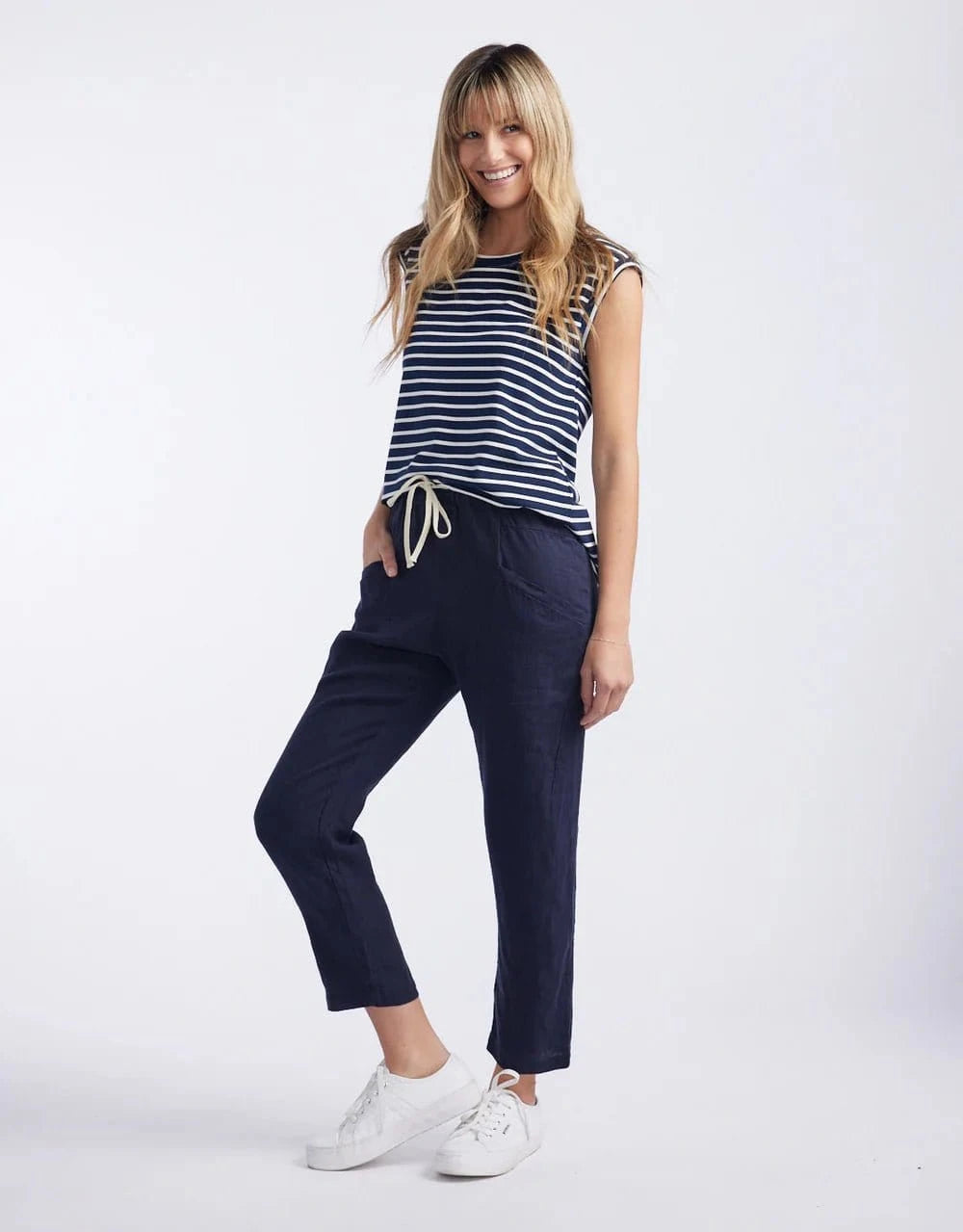Little Lies Fashion Little Lies - Luxe Linen Pant - Navy