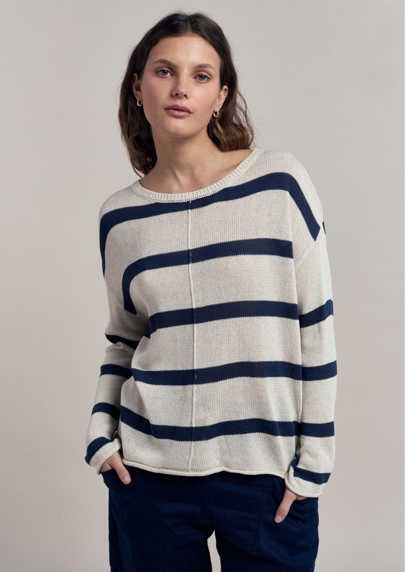 Buy Little Lies - Ivy Knit Jumper - Navy/Natural by Little Lies - at Hamish + Grace