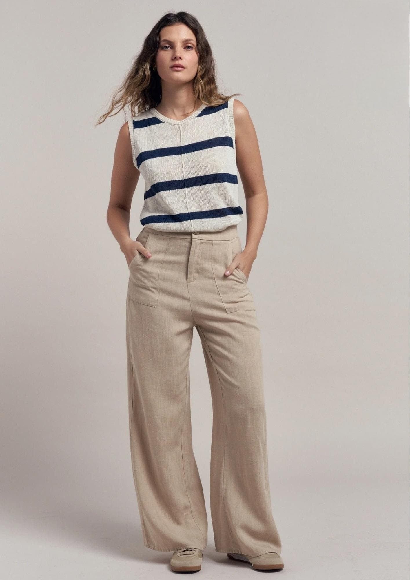 Buy Little Lies - Ivy Knit Tank - Navy/Natural by Little Lies - at Hamish + Grace