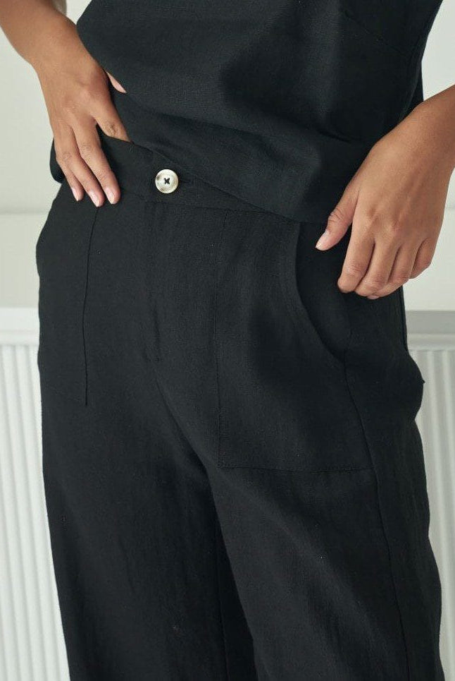 Buy Little Lies - Jude Linen Pant - Black - R22062008 by Little Lies - at Hamish + Grace