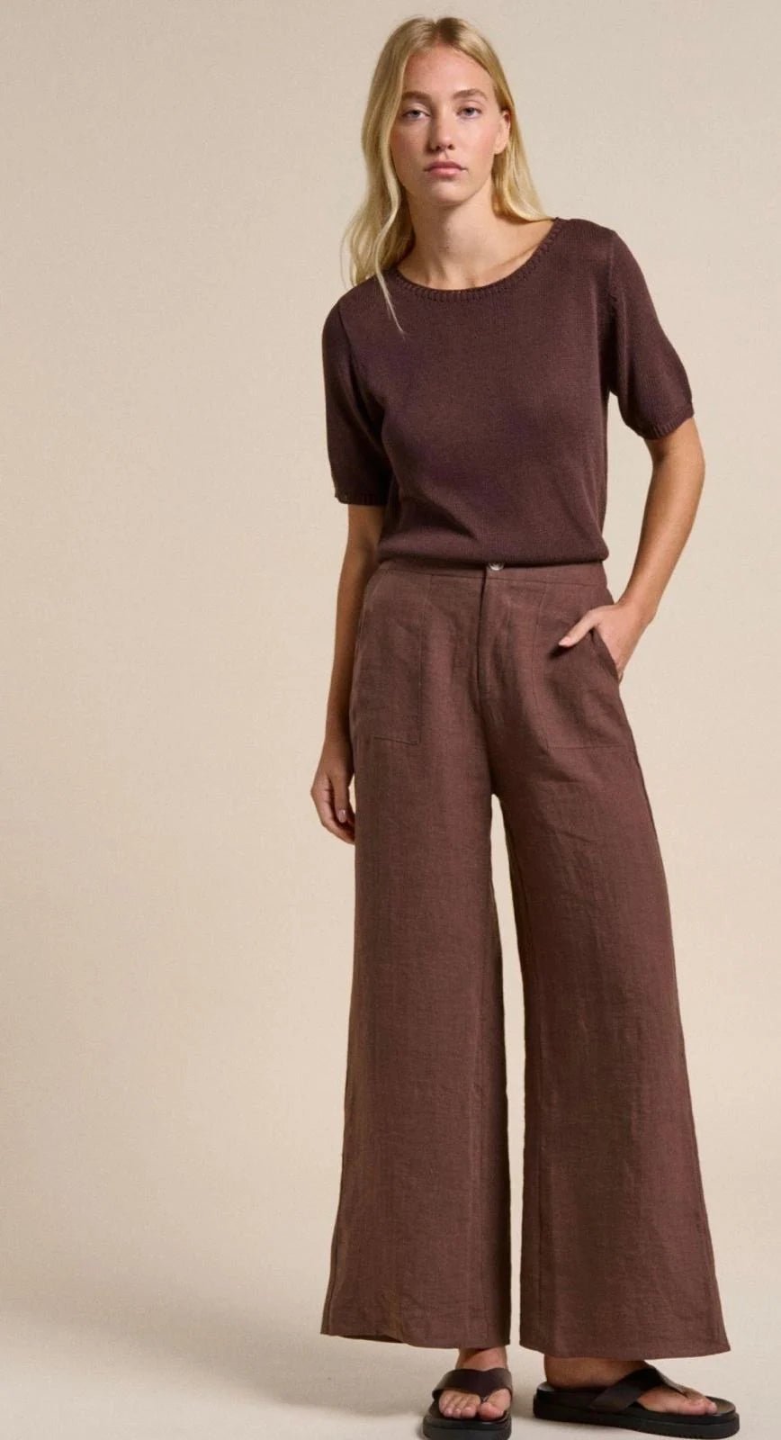 Buy Little Lies Jude Linen Pant – Chocolate | Relaxed Women’s Linen Pants Australia by Little Lies - at Hamish + Grace
