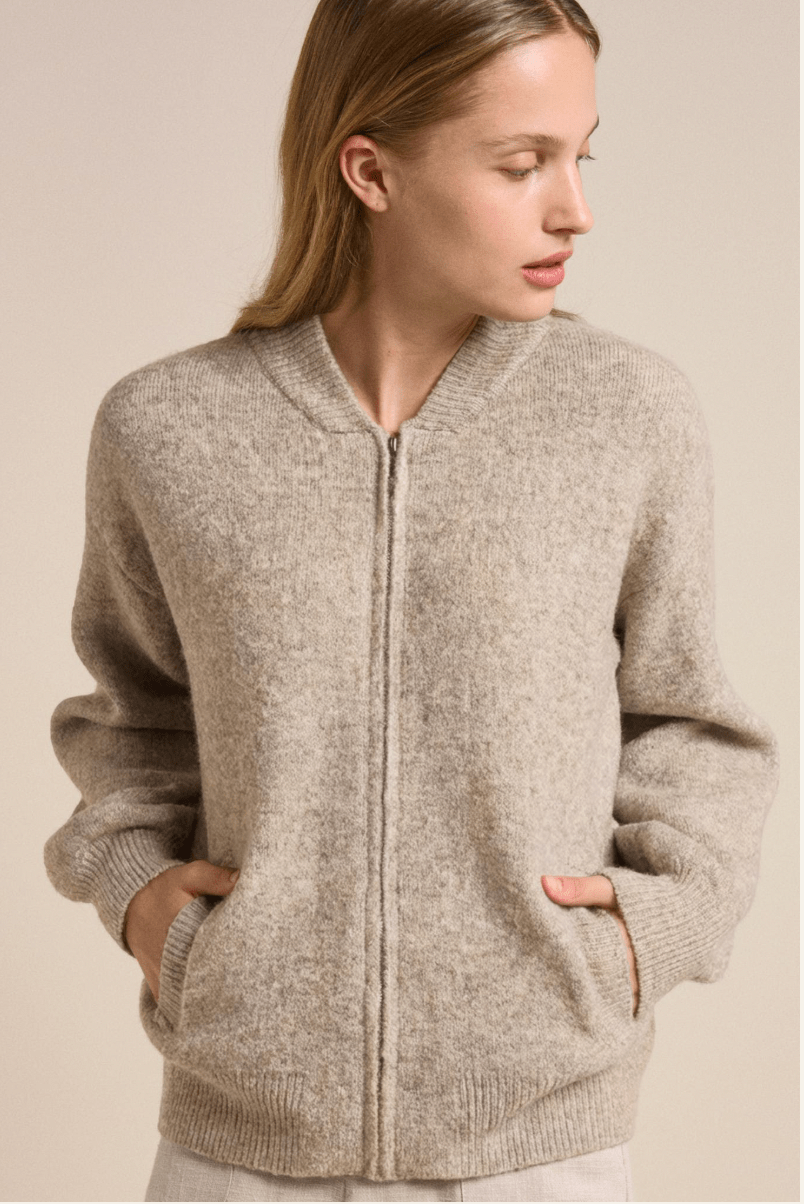 Buy Little Lies - Knitted Bomber - Natural by Little Lies - at Hamish + Grace