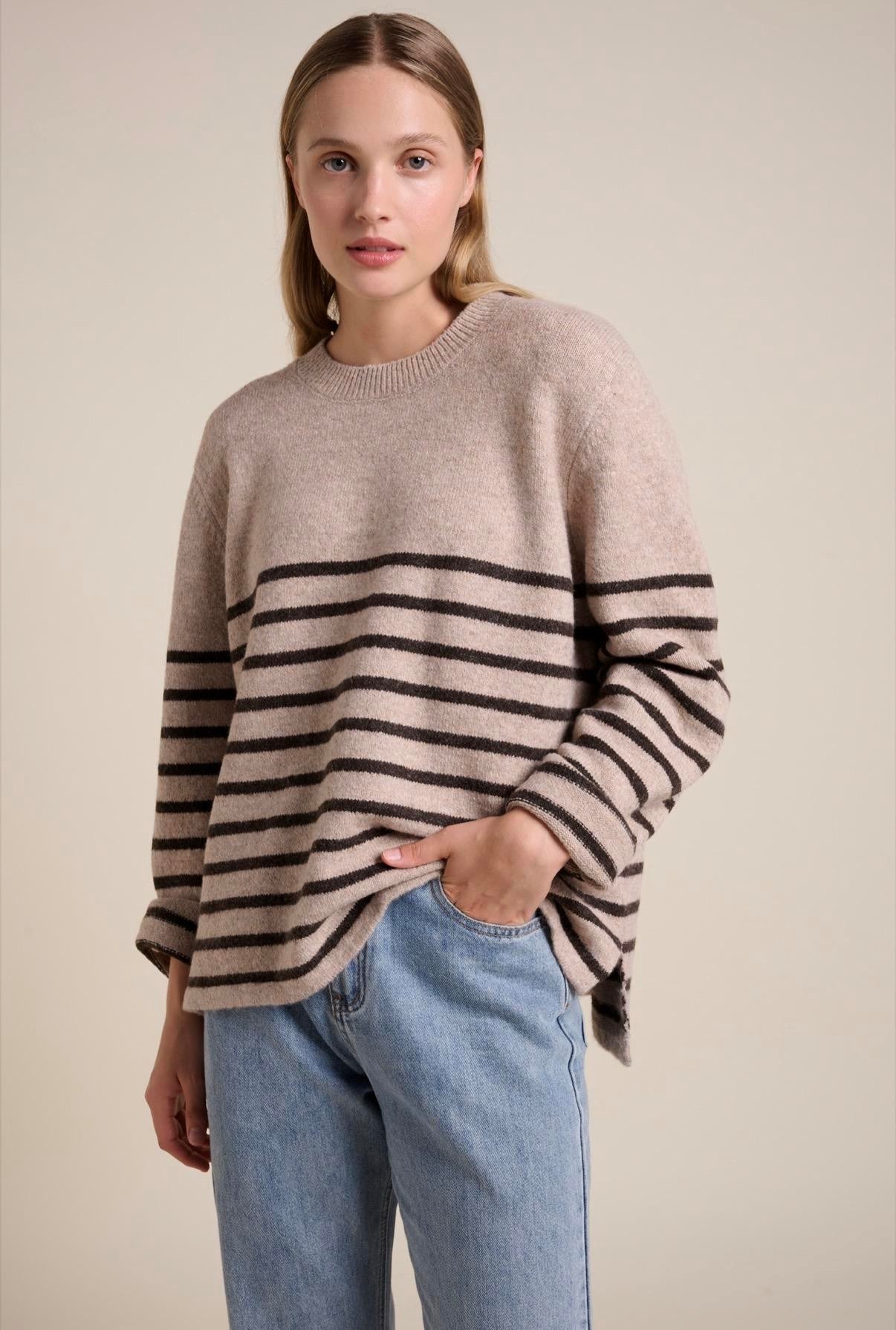 Buy Little Lies - Lexie Stripe Jumper - Mocha/Brown by Little Lies - at Hamish + Grace