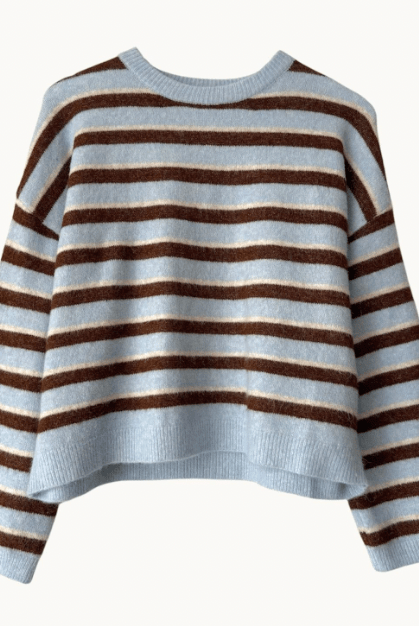 Buy Little Lies - Little Lies Otto Knit – Blue Chocolate Stripe by Little Lies - at Hamish + Grace