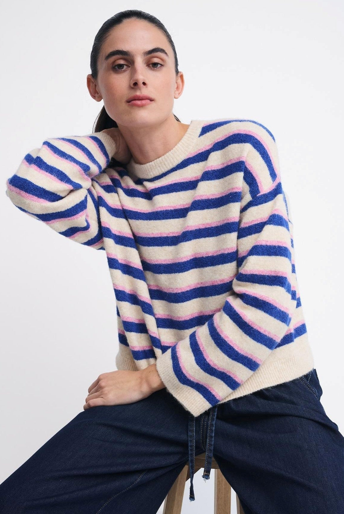 Buy Little Lies - Little Lies Otto Knit – Cobalt Blue Stripe by Little Lies - at Hamish + Grace