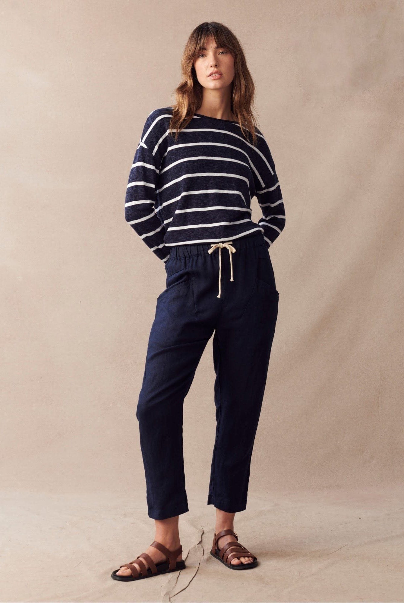 Buy Little Lies - Luxe Linen Pant - Navy by Little Lies - at Hamish + Grace