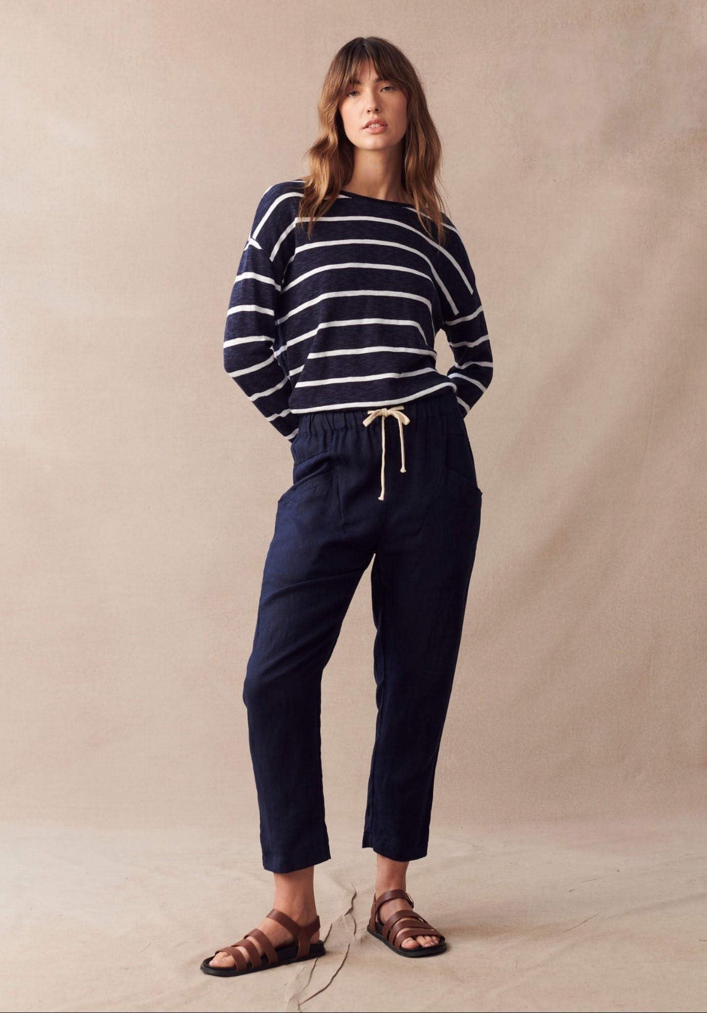 Buy Little Lies - Luxe Linen Pant - Navy by Little Lies - at Hamish + Grace