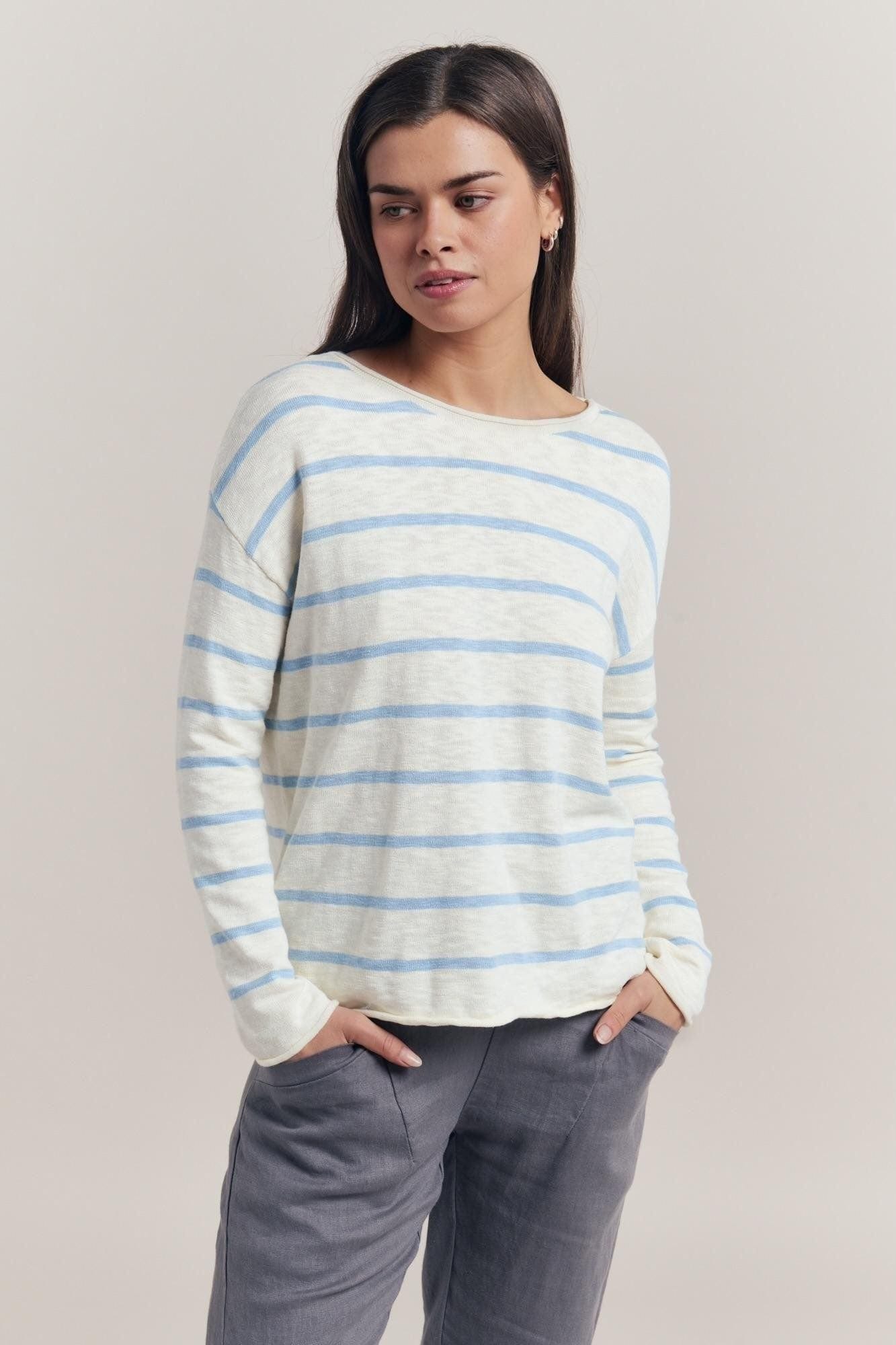 Buy Little Lies - Minnie Stripe Top - Milk/Blue by Little Lies - at Hamish + Grace